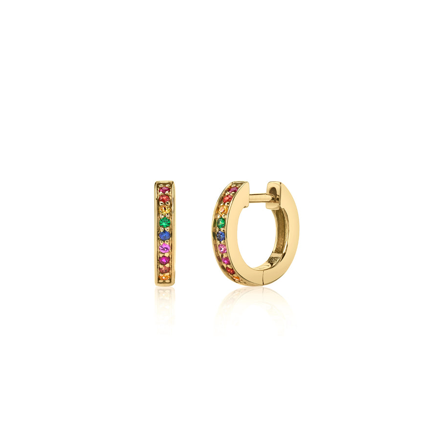 Gold Rainbow Huggie Hoops - Sydney Evan Fine Jewelry