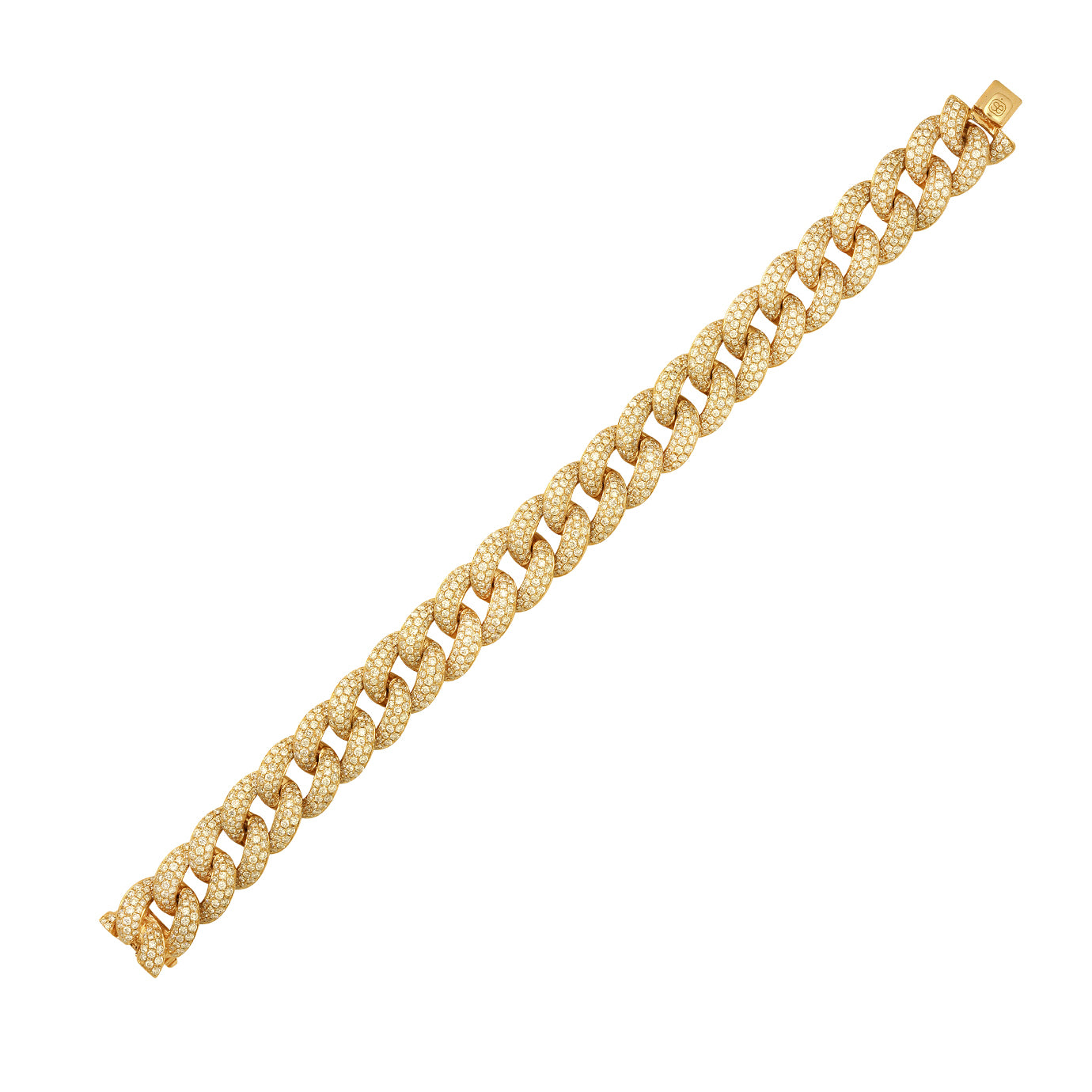 luxury inspired Gold Pavé Link Bracelet - Gold Pave Diamond Curb Link Bracelet in 14k Yellow & White Gold  main image 3