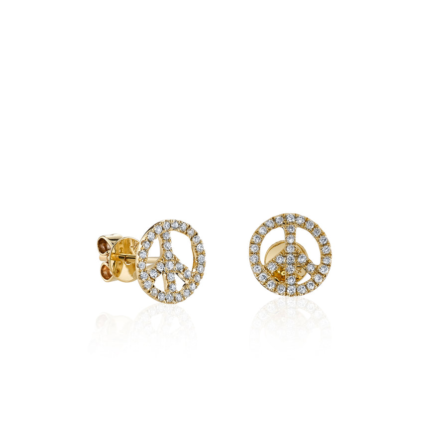 Gold & Diamond Peace Sign Stud - Sydney Evan Fine Jewelry