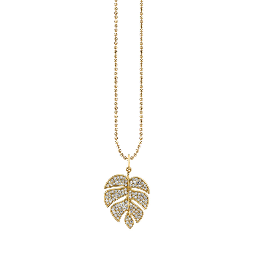 Gold & Diamond Large Monstera Leaf Charm - Sydney Evan Fine Jewelry