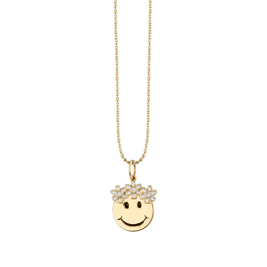 Gold & Diamond Flower Power Happy Face Charm - Sydney Evan Fine Jewelry