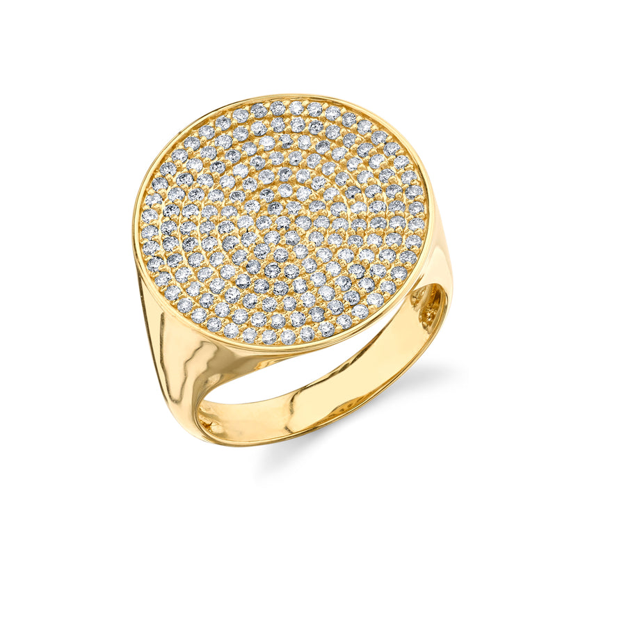 Gold & Diamond Large Pave Signet Ring - Sydney Evan Fine Jewelry