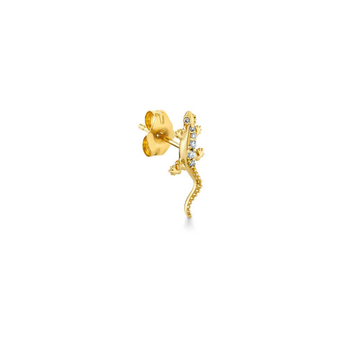Gold & Diamond Lizard Stud
