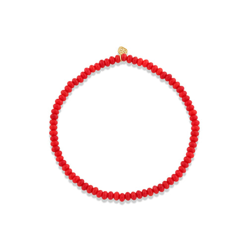 3mm Red Bamboo Coral Rondelle Bracelet