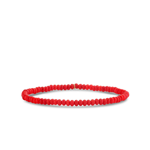 3mm Red Bamboo Coral Rondelle Bracelet
