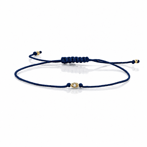 Gold & Diamond Tiny Marquise Eye Cord Bracelet