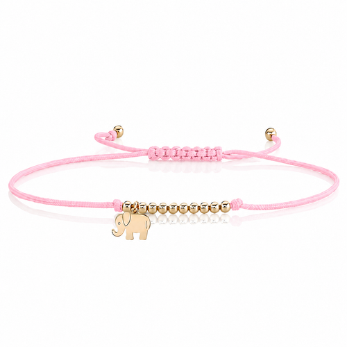 Pure Gold Tiny Elephant Cord Bracelet