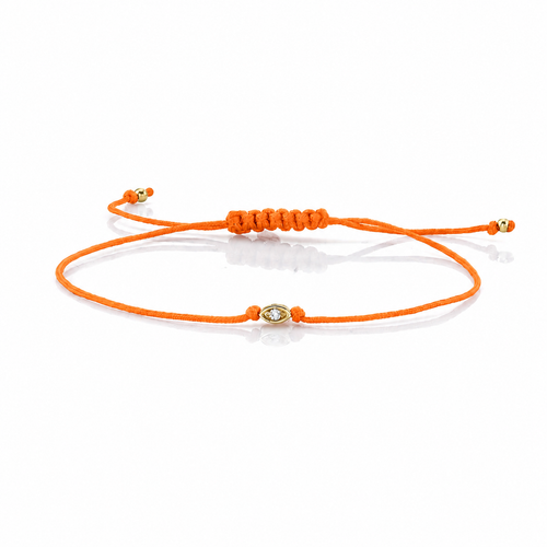 Gold & Diamond Tiny Marquise Eye Cord Bracelet