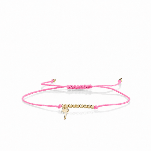 Pure Gold Tiny Palm Tree Cord Bracelet