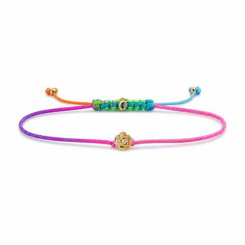 Gold & Diamond Rose Cord Bracelet