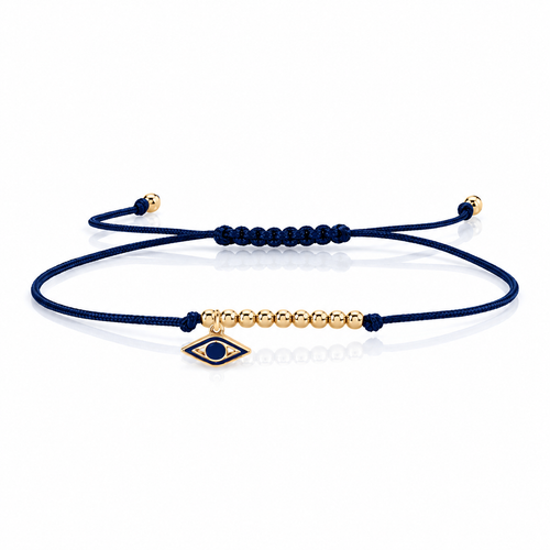 Gold & Enamel Tiny Eye Cord Bracelet
