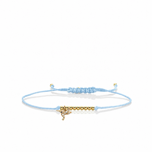 Gold & Diamond Tiny Hummingbird Cord Bracelet