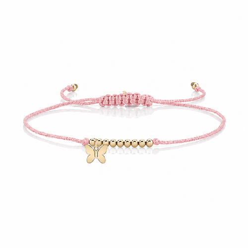 Pure Gold Tiny Butterfly Cord Bracelet
