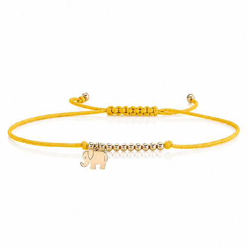 Pure Gold Tiny Elephant Cord Bracelet