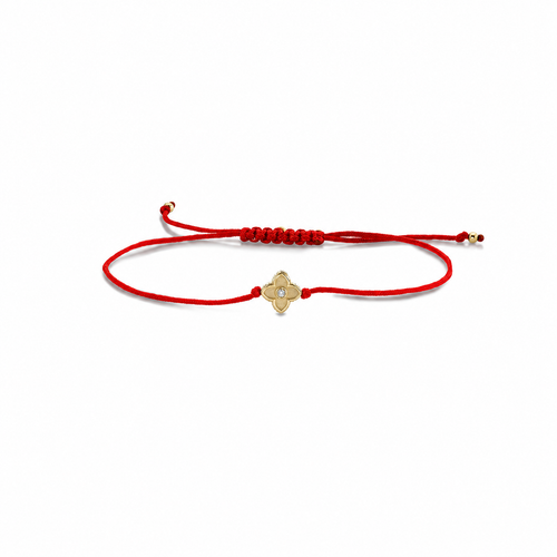 Gold & Diamond Moroccan Flower Cord Bracelet