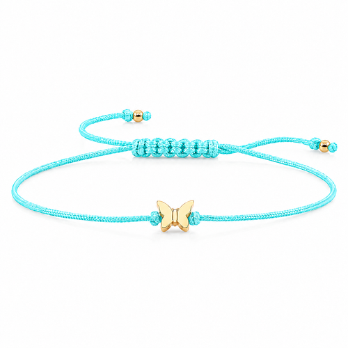 Pure Gold Tiny Butterfly Bead Cord Bracelet