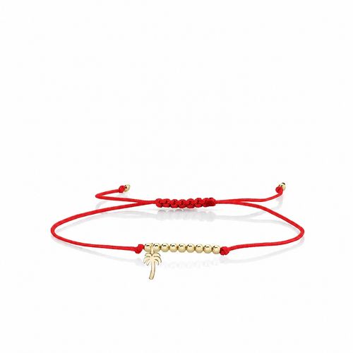 Pure Gold Tiny Palm Tree Cord Bracelet