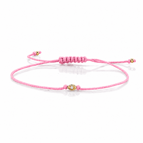 Gold & Diamond Tiny Marquise Eye Cord Bracelet