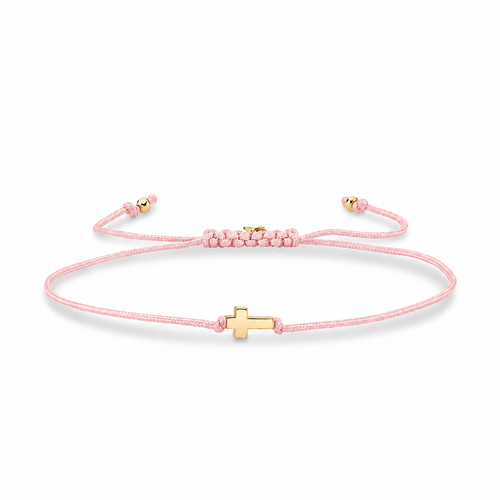 Pure Gold Tiny Cross Bead Cord Bracelet