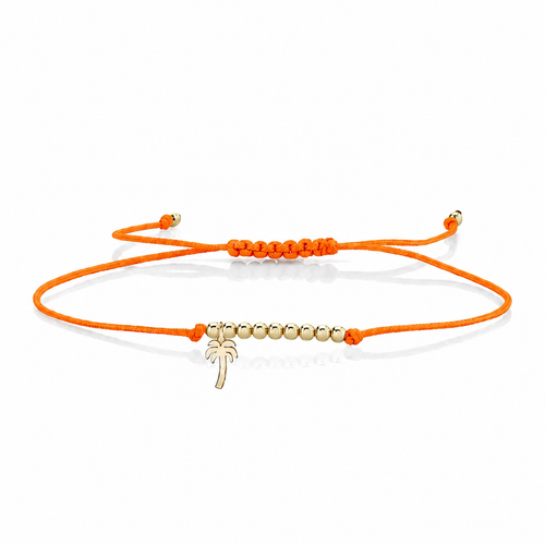 Pure Gold Tiny Palm Tree Cord Bracelet