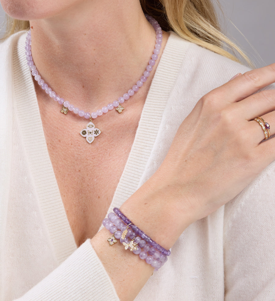 Gold & Diamond Moroccan Flower on Amethyst - Sydney Evan Fine Jewelry