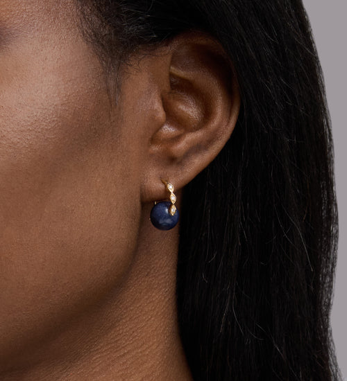 Gold & Diamond Marquis Eye Sapphire Earrings