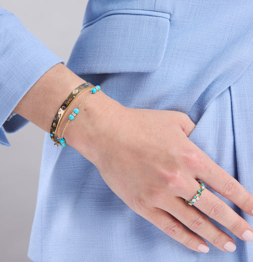 Gold & Diamond Iconography Hinge Bangle