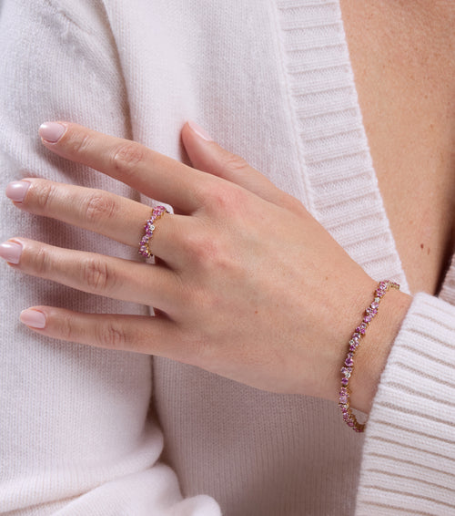 Gold & Diamond Pink Sapphire Cocktail Eternity Ring