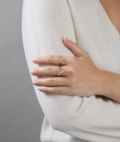 Gold & Diamond Curved Pave Ring