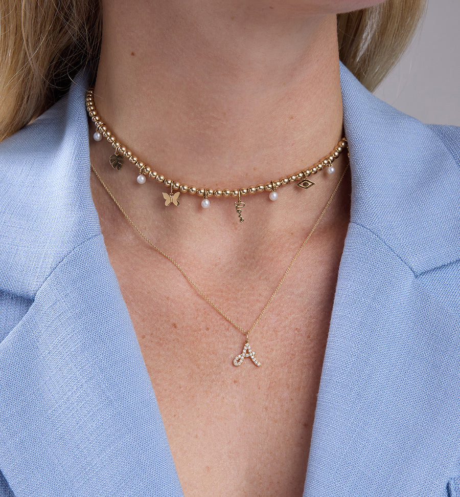 Gold & Diamond Medium Initial Charm - Sydney Evan Fine Jewelry
