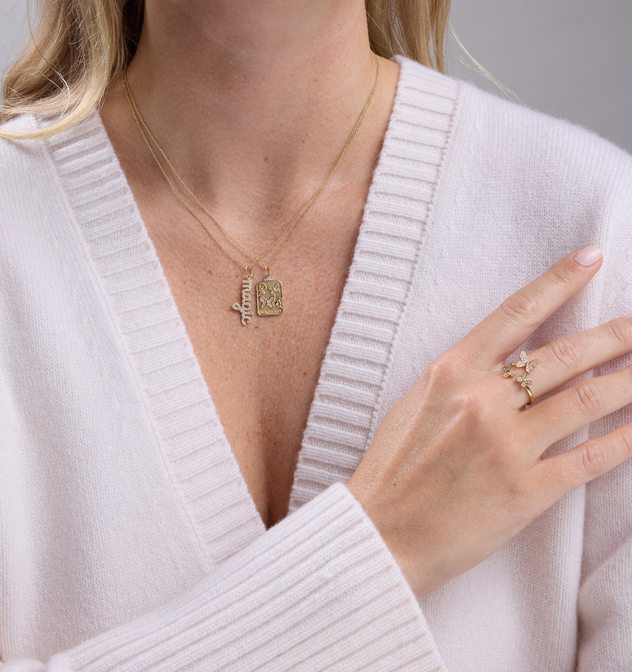 Gold & Diamond The Butterfly Tarot Card Charm - Sydney Evan Fine Jewelry