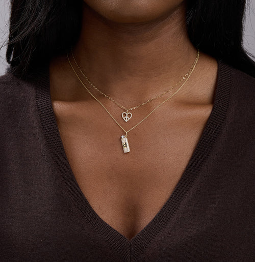 Gold & Diamond Small Peace Heart Charm