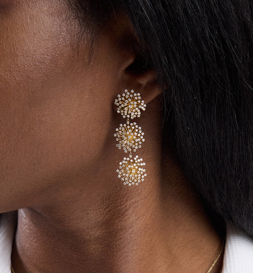 Gold & Diamond Desert Flower Drop Earrings