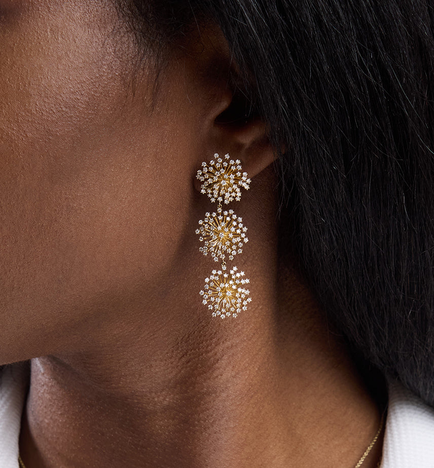 Gold & Diamond Desert Flower Drop Earrings - Sydney Evan Fine Jewelry