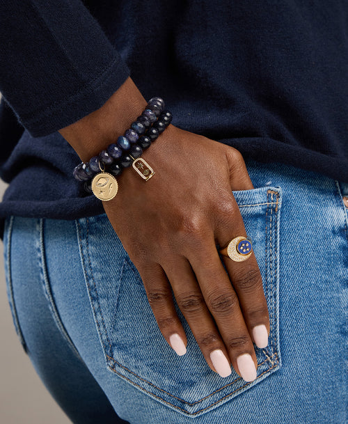 Gold, Lapis & Diamond Celestial Cuff Ring