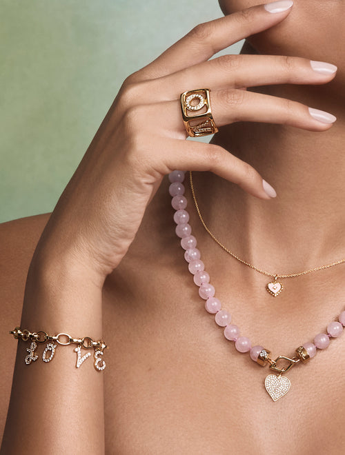 Gold & Diamond Love Initial Charm Bracelet