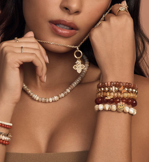 Gold, Diamond & Enamel Love Tableau Moroccan Charm Necklace