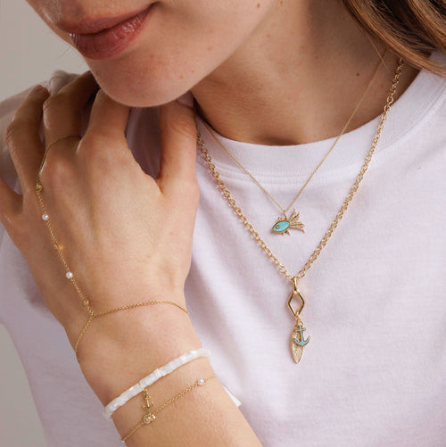 Gold & Diamond Marquise Eye Fish Charm
