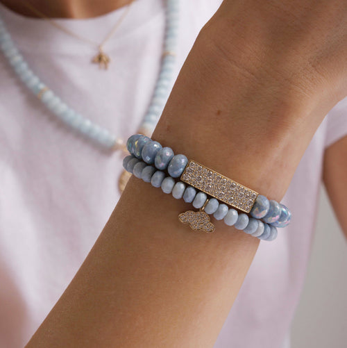 Gold & Diamond Pave Cloud on Blue Opal