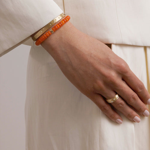 Gold & Diamond Wide Fluted Ring with Diamonds