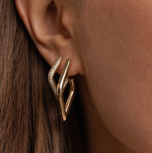 Pure Gold Large Tube Marquise Eye Hoops