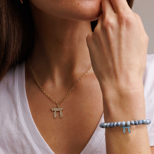 Gold & Enamel Chai on African Opal