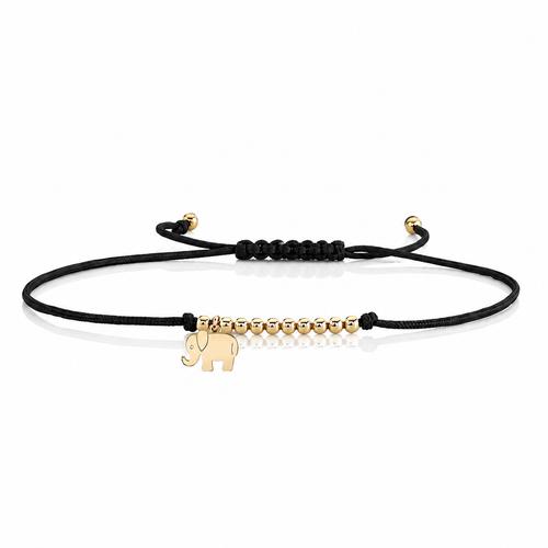 Pure Gold Tiny Elephant Cord Bracelet