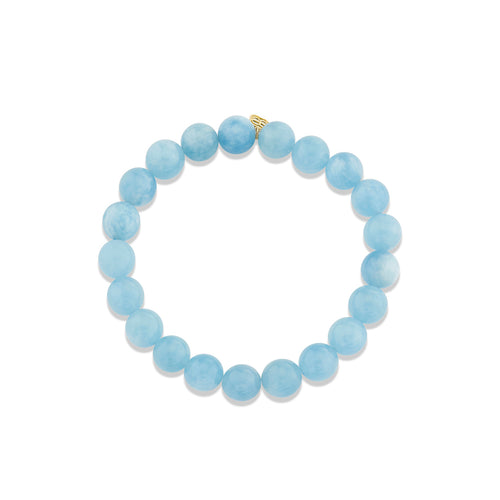 8mm Aquamarine Smooth Round Bracelet