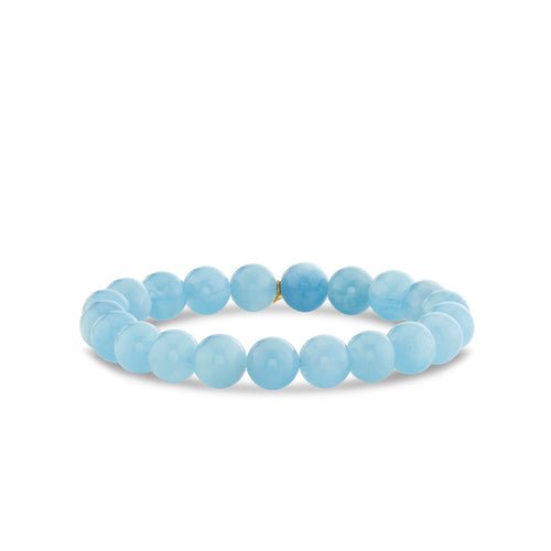 8mm Aquamarine Smooth Round Bracelet