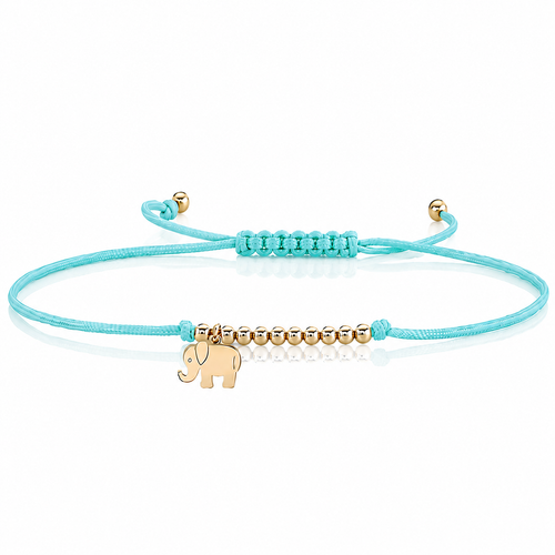 Pure Gold Tiny Elephant Cord Bracelet