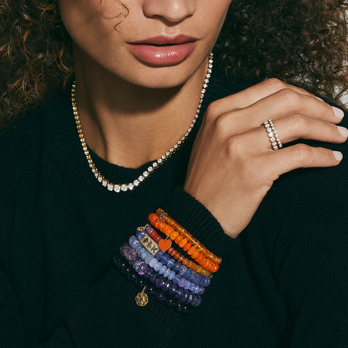 Gold & Diamond Peace Love Protection Tableau on Tanzanite