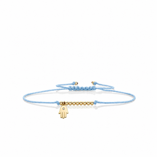 Gold & Diamond Tiny Hamsa Cord Bracelet