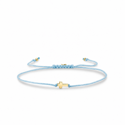 Pure Gold Tiny Cross Bead Cord Bracelet