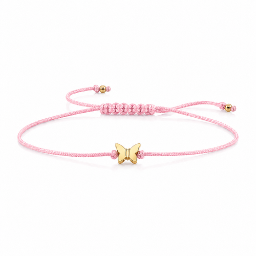 Pure Gold Tiny Butterfly Bead Cord Bracelet